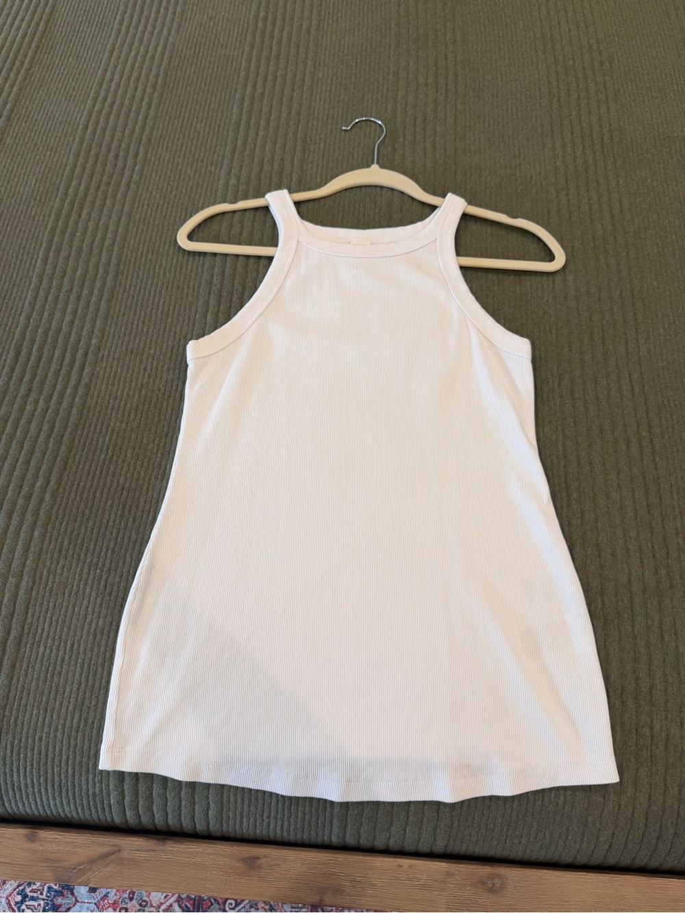 Maternity White Ribbed Tank Top